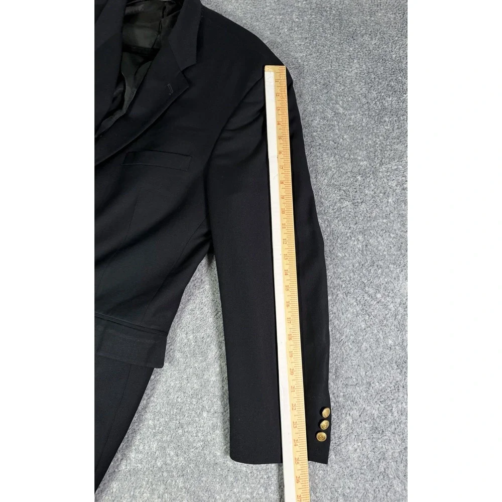 Brooks Brothers Mens Navy Blue BROOKSEASE Single Breasted Gold Button Blazer 46R